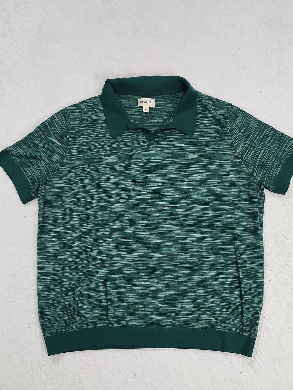 Open Edit Space Dye Johnny Collar Polo Sweater